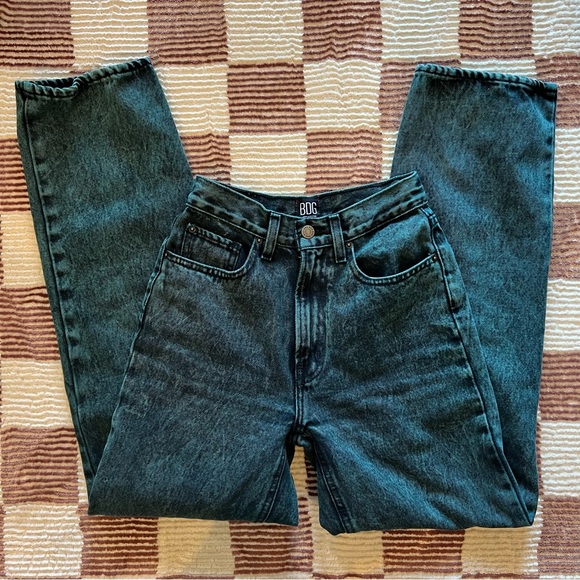 BDG Denim - BDG High Rise Baggy Dark Green Teal Acid Wash High Waisted Denim Jeans Pants